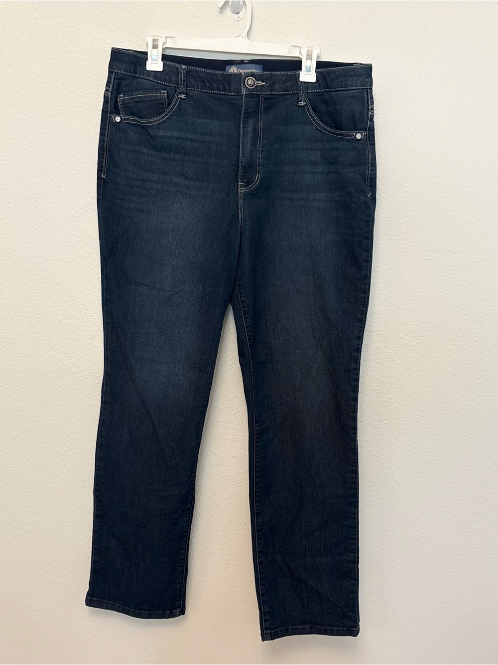 Democracy Jeans Ab Solution Indigo High Rise Straight Stretch Denim Size 16